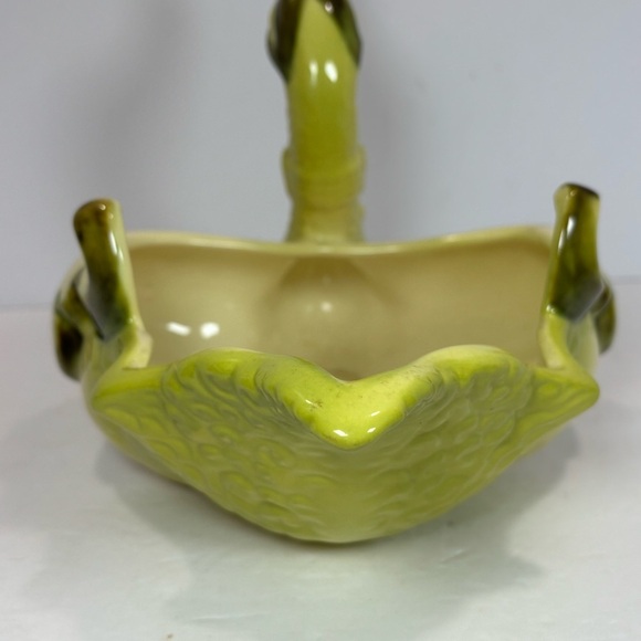 MCM 1950s Hull Pottery 69 Goose Swan Duck Planter Candy Bowl USA Chartreuse 12” - Picture 5 of 9